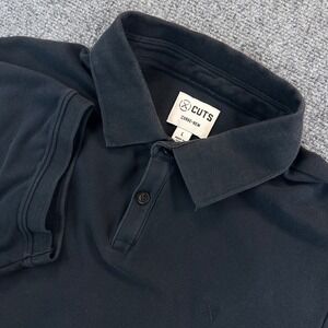 CUTS Men's L Black Prestige Polo Curve Hem Shirt Pima Cotton Casual School Read*